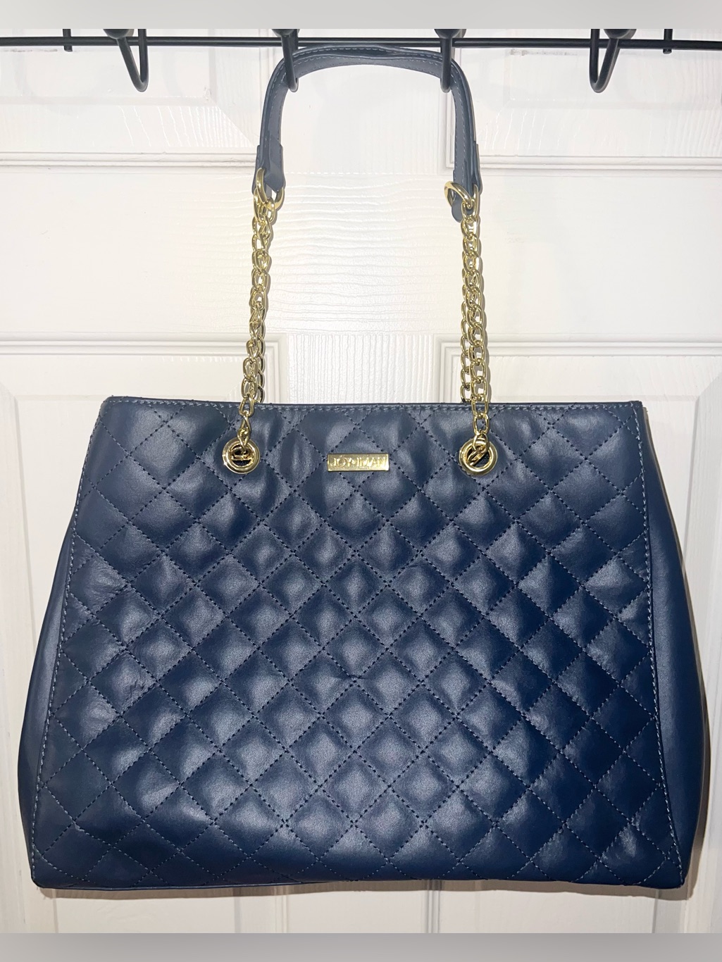 Joy And Iman Diamond Quilted Genuine Leather Satchel